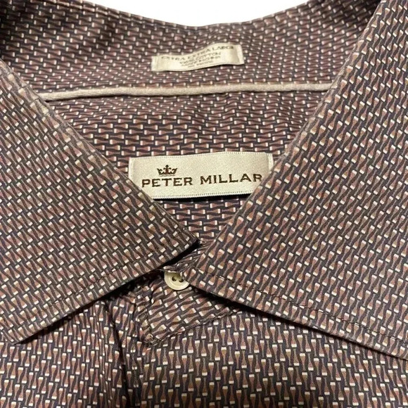 Peter Millar Geometric Purple Men’s XXL Long Sleeve Button Front Shirt - Picture 12 of 13